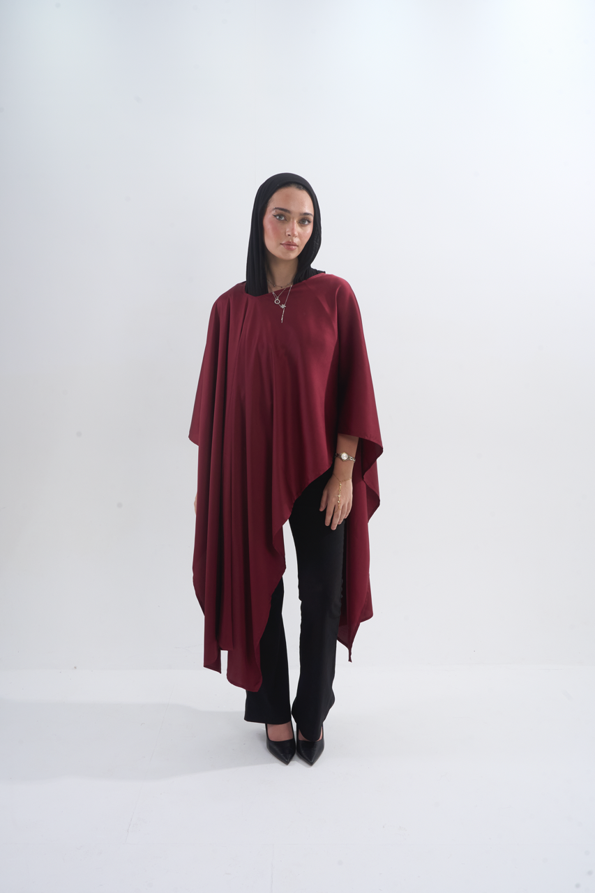 The Lily Satin Top - Burgundy