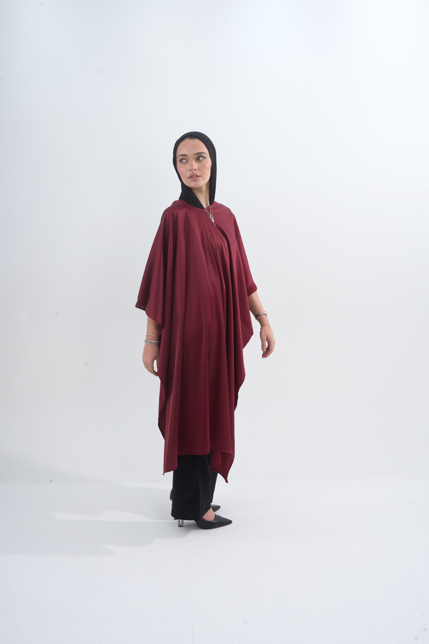 The Lily Satin Top - Burgundy