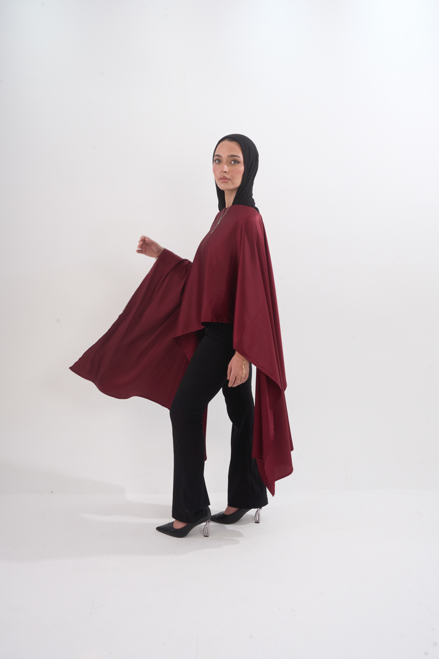 The Lily Satin Top - Burgundy