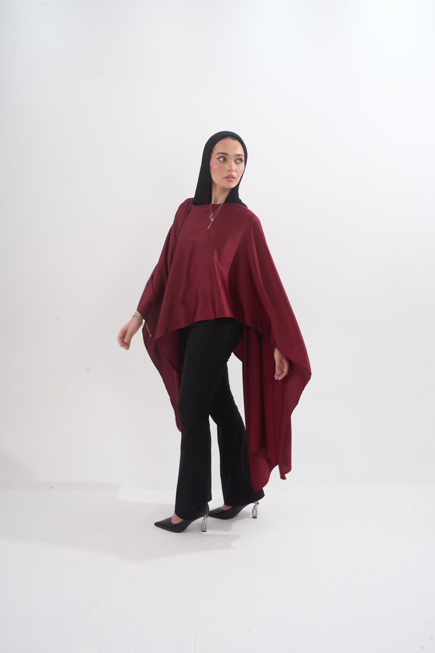The Lily Satin Top - Burgundy